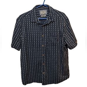 M&S Men's Navy Blue Dress Shirt Polka Dot Button Down Shirt 100% Cotton Size XL